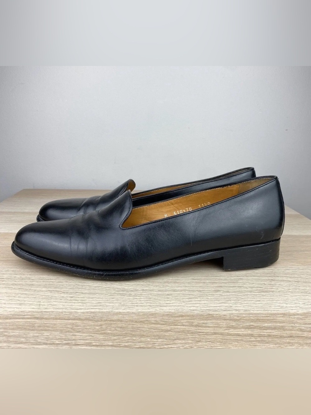 Polo Ralph Lauren Tuxedo Opera Loafers Mens 11.5 Black Leather Slippers Vintage